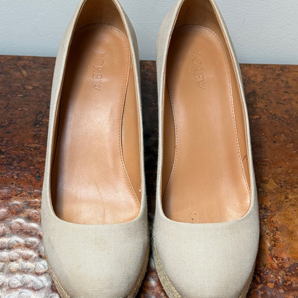 J. Crew Women's Cream wedge Heeled espadrilles, 9, EUC